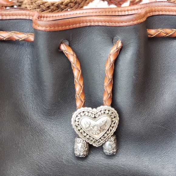 Brighton Leather Crossbody Purse Bolo Tie Hip Vtg - Picture 2 of 7